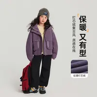 布丁哈鲁【紫罗兰】女童外套灯芯绒连帽工装外套2025新款G54CV321