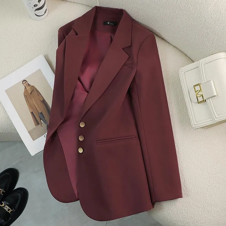 西装外套女安可拉红高级感2025新款春秋休闲 小个子气质小西服上