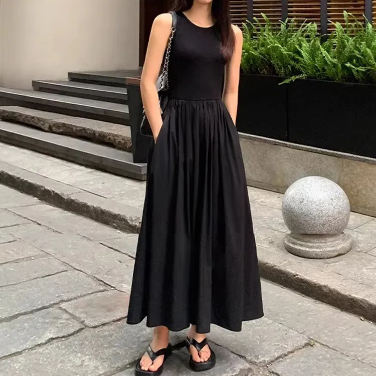 赫本风小黑裙法式黑色背心连衣裙长裙女夏季新款高级感无袖长裙
