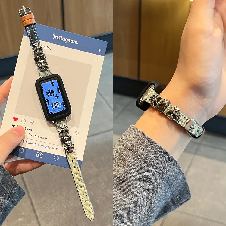 适用华为手环10表带band9智能8新款7nfc克罗心牛仔JY女款荣耀10/9