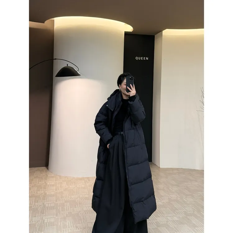 美丽定制极简气质连帽长羽绒服170斤以内（22309）