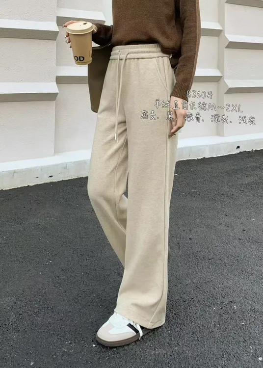 B370 冬季加绒糯米洋绒显瘦直筒裤