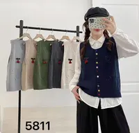 女士彩扣开衫马甲背心