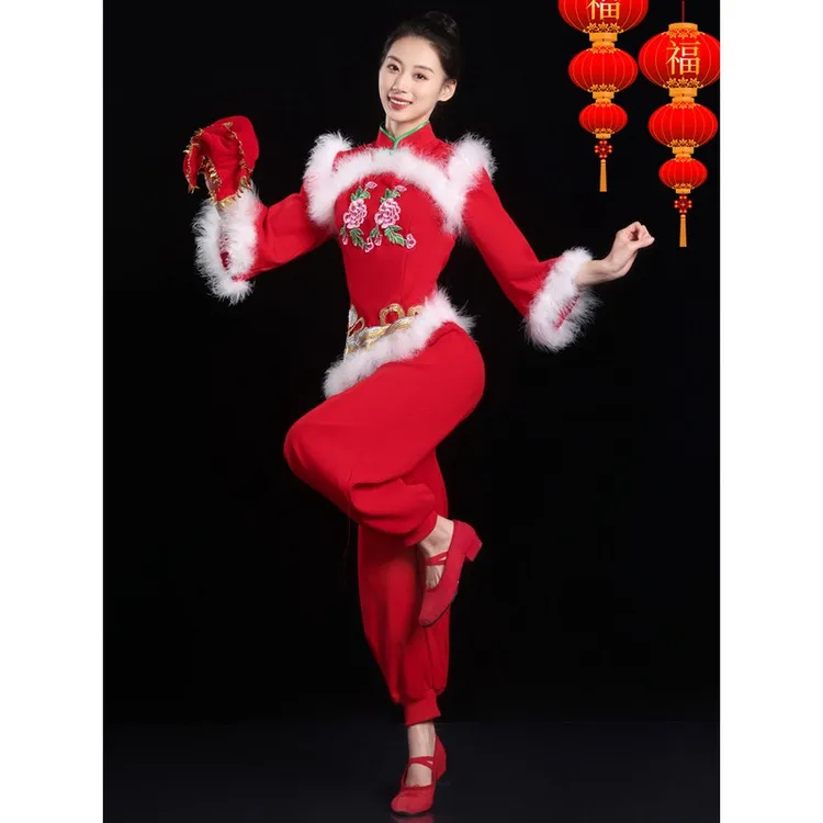 曲友辣妈新秧歌服装小英同扇舞秋冬广场舞花灯舞成人表演服装