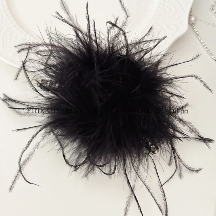 Pink Girl  Z362法式复古气质羽毛抓夹13cm后脑勺盘发夹个性时尚