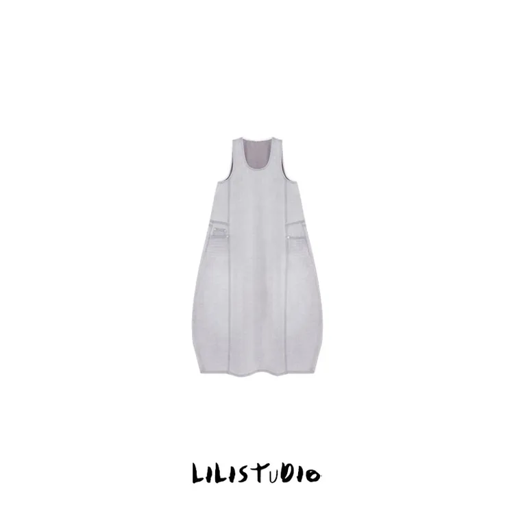 PCNY「浅韵漫悠」不理理夏季新款小众女装穿搭休闲时尚无袖连衣裙