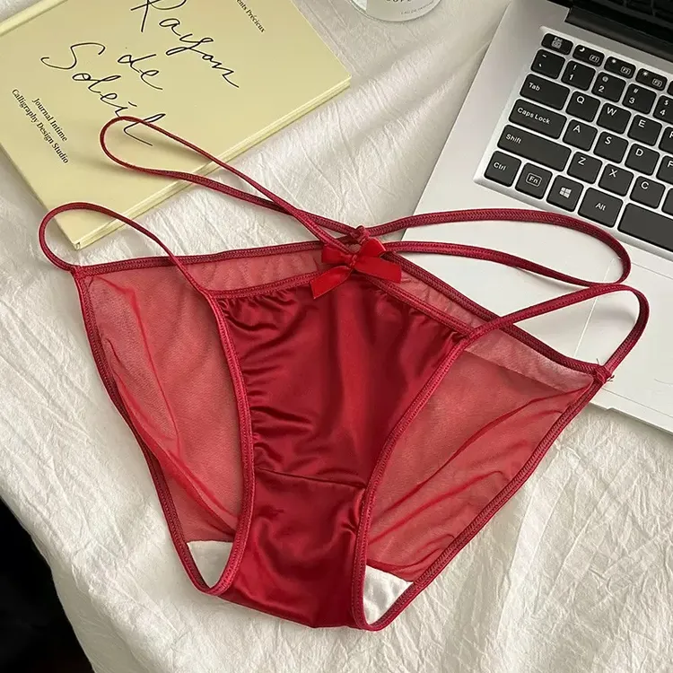 Sweet girl·「红韵」缎面蕾丝低腰性感纯欲风女士红色内裤