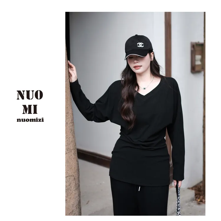 ZOZ糯米子[巨好穿]云感柔柔磨毛德绒针织衫齐色囤舒适V领长袖T恤