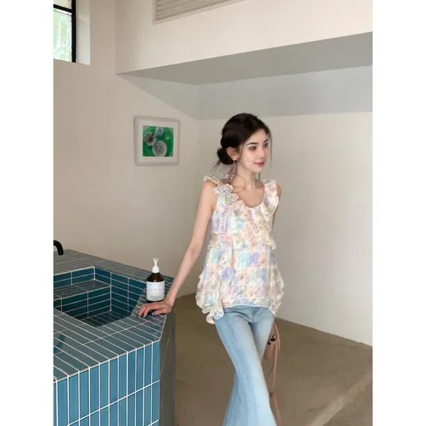 【赵小小&日落彩虹】28951 夏季新款法式浪漫度假风高级感气质上衣