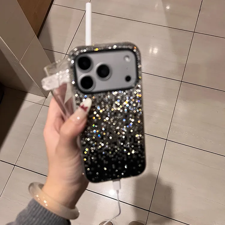 闪钻镶钻满天星适用于苹果17pro手机壳奢华高档网红女款ins小香风