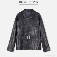 溶溶【黎明暮蓝】RONGRONG 100绵羊皮高定法式极简皮衣MYOL82811