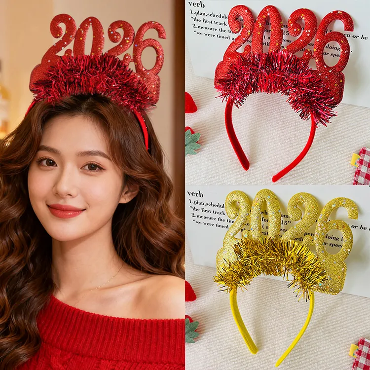 2026数字新年发箍跨年头饰装扮圣诞元旦晚会头箍氛围拍照道具发饰