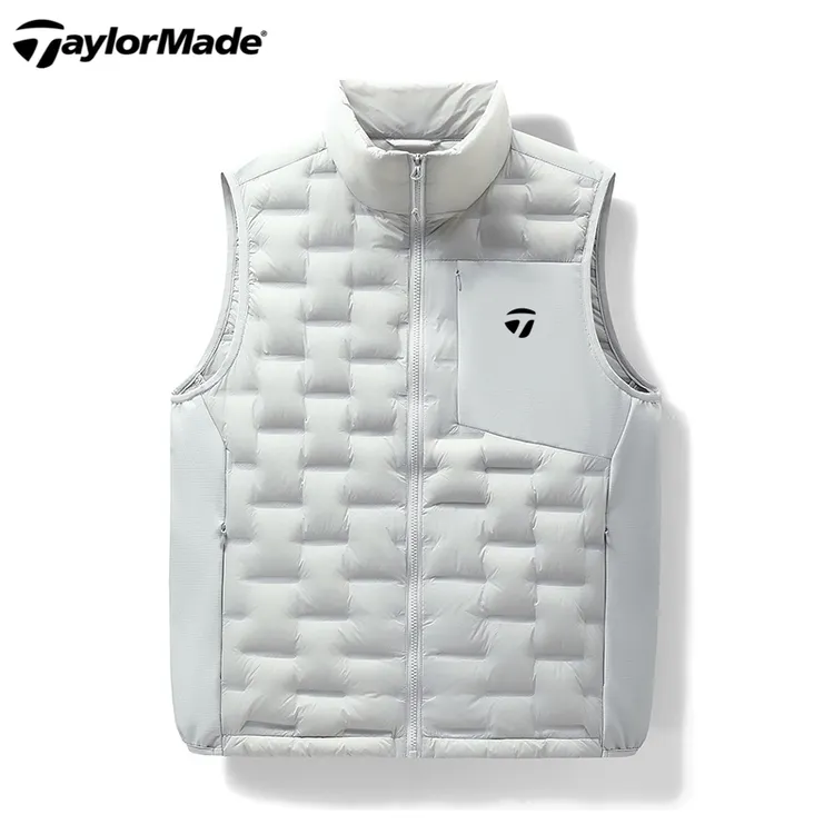 泰勒梅男士高尔夫冬季轻薄90白鸭绒羽绒马甲户外立领防风保暖球服