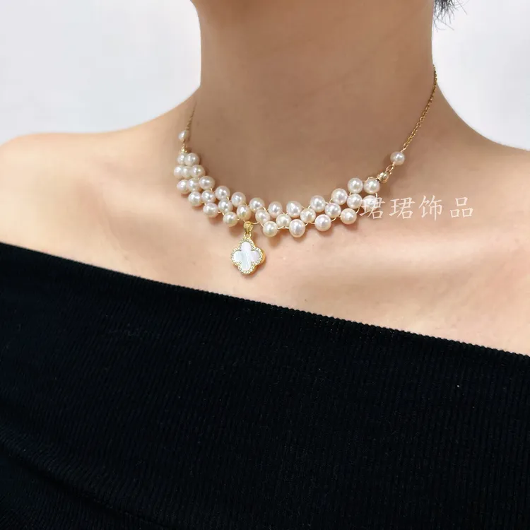 非金属木质项链 遮甲状腺术后疤痕项链女式项链夏天四叶草饰品