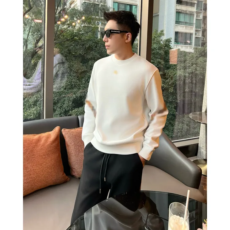 【线条卫衣】男士新款休闲装冬加厚绒格纹战马老钱圆领套头长袖上衣