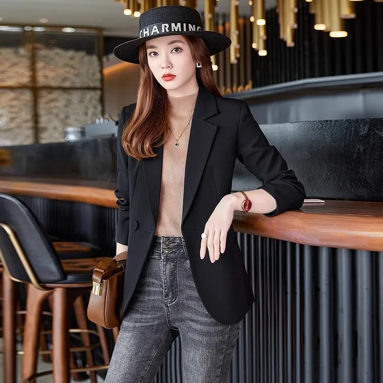 黑色西装外套女春秋季2025新款韩版休闲小个子高级感修身小西服薄