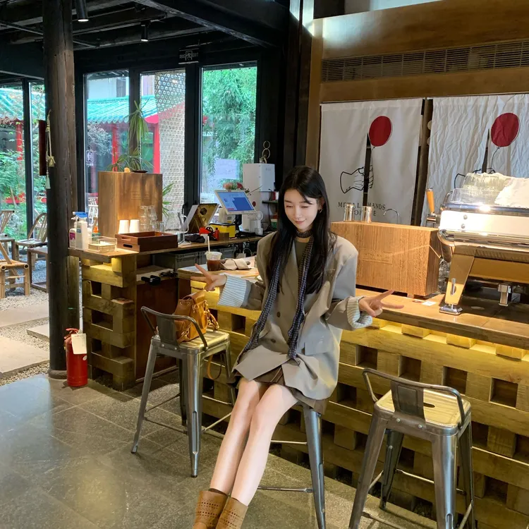 OUDOCKEE 鸥鸥【男朋友西装外套】米灰色设计感腰带西装 X2503X597T