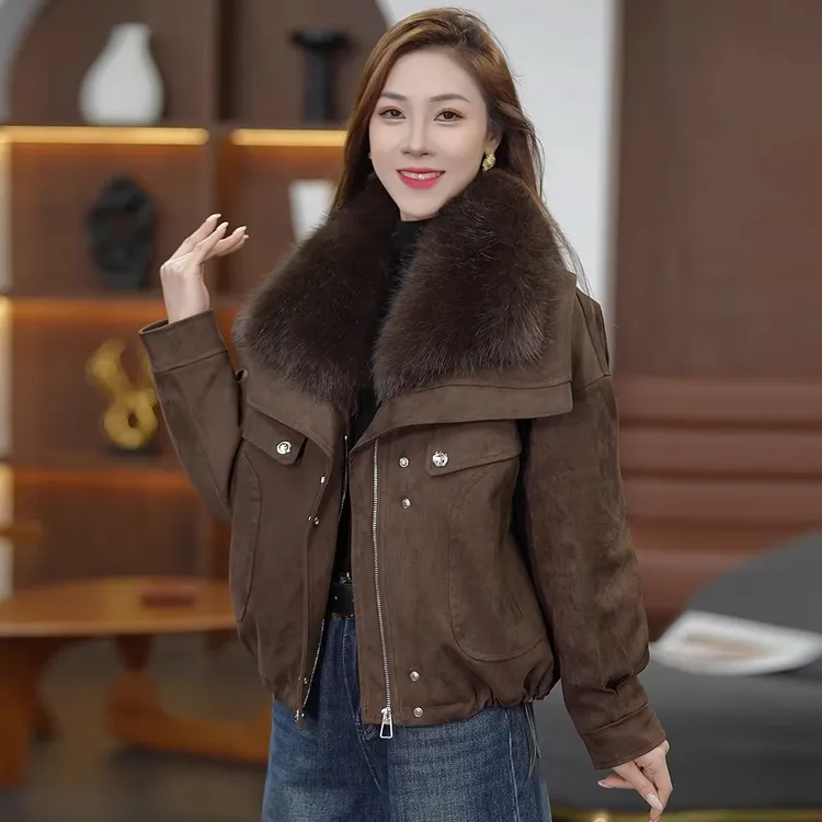 狐狸毛皮草羽绒服女冬季2025年新款高冷御姐款加厚短款派克服外套