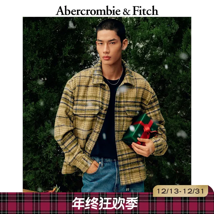 【年终促】AF格纹仿毛呢圈圈纱衬衫夹克外套25秋冬新款男装125-5221