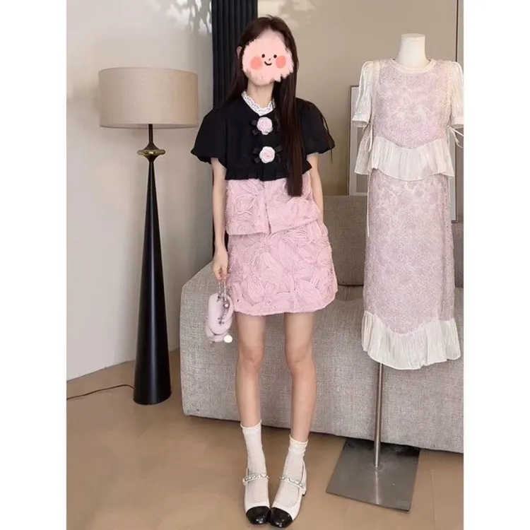 夏季女装时尚洋气春游出行时尚休闲小香风财阀千金小众老钱风套装