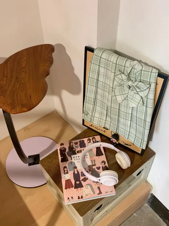 【木梨】木樱原创正版JK绿色格裙茉莉刺绣半身裙日系学院风短裙