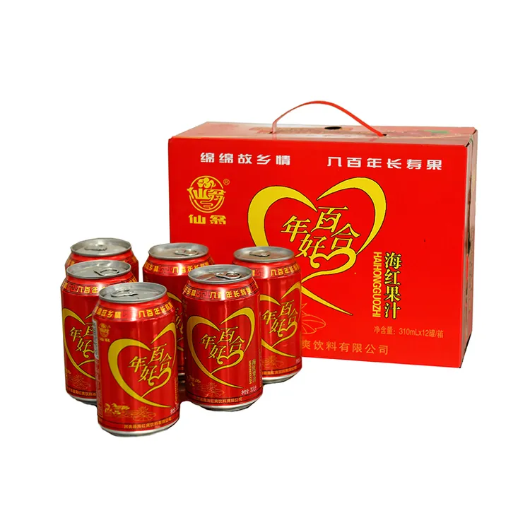 【仙翁饮品】仙翁海红果汁河曲特产果汁含量30%酸甜爽口310ml*12罐