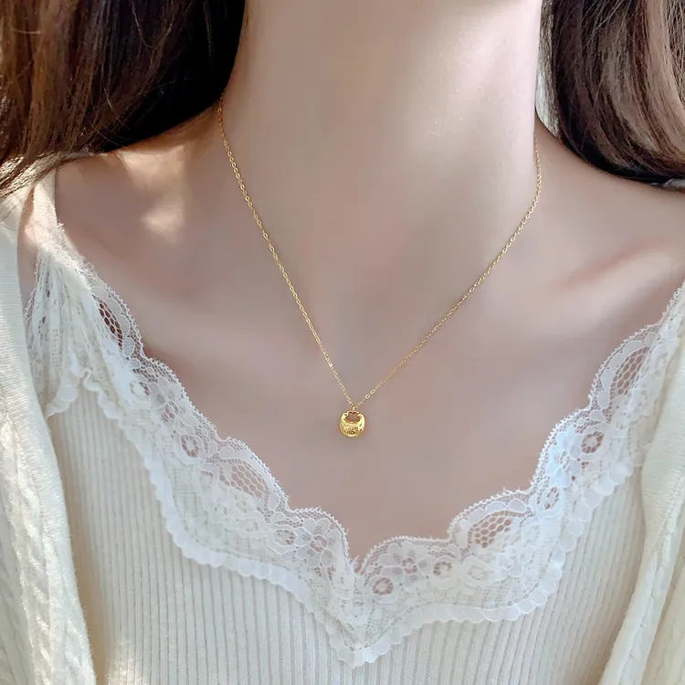 钛钢项链 复古项链女款2025新款福字锁骨链高级感轻奢小众不掉色