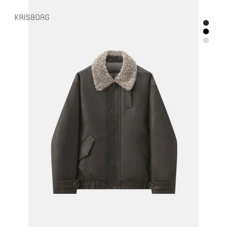 25年秋冬季羽绒服男白鸭绒休闲翻领皮衣夹克时尚百搭宽松保暖外套