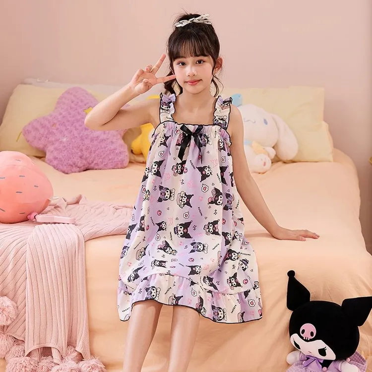 女童睡裙夏季薄款无袖吊带卡通宝宝可爱小女孩夏天空调家居服睡裙