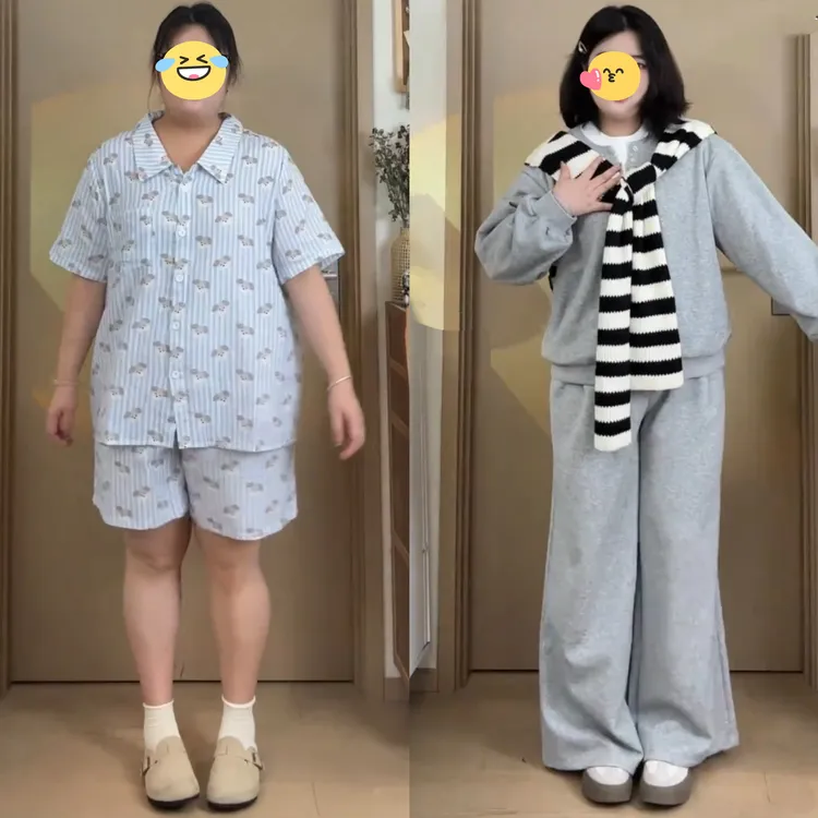 慵懒风套装条纹披肩撞色假两件卫衣女秋季拖地休闲裤运动裤三件套