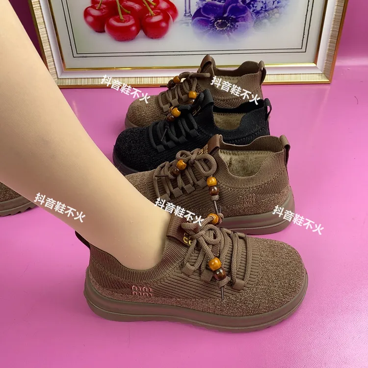 25冬季新款加绒保暖雪地靴老北京布鞋女棉鞋增高厚底妈妈休闲棉靴