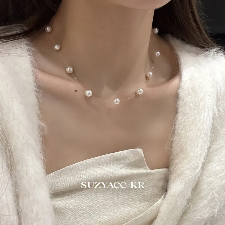 Suzyacc Kr 链子925银仿珍珠 【追月】赵露思同款满天星项链X1180