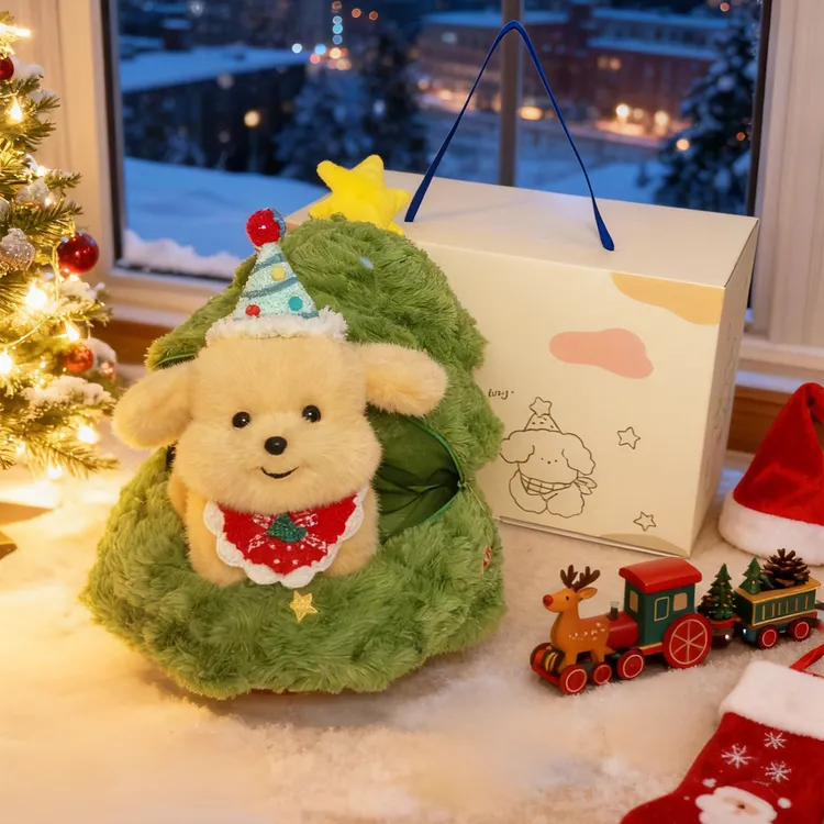 圣诞树金毛小狗玩偶可爱西高地公仔毛绒玩具娃娃圣诞节礼物送女生