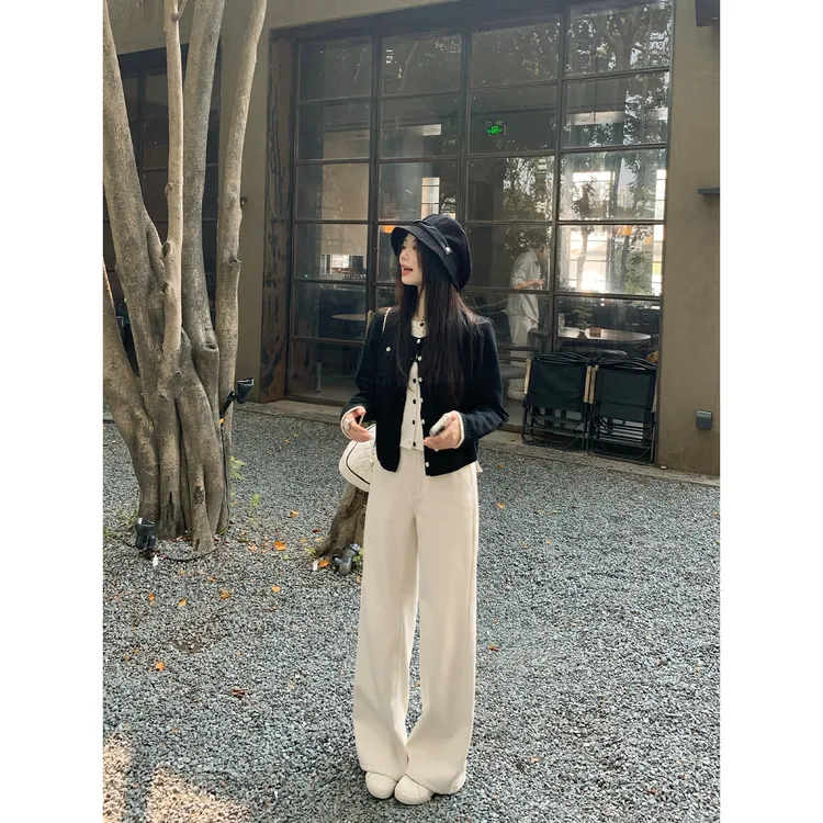 切糕自制【小韩街头】小个子秋冬流光风慵懒休闲百搭显高薄绒牛仔裤