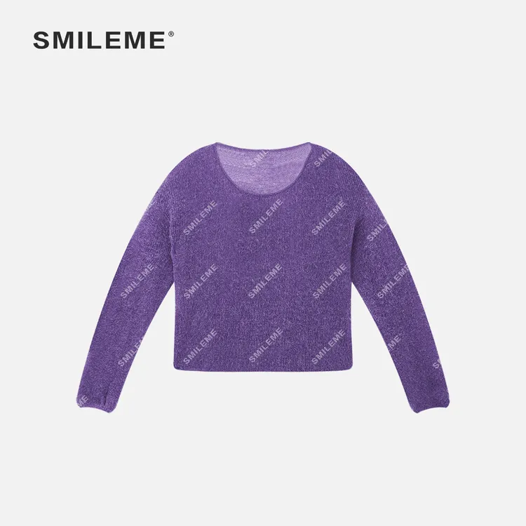 2-SMILEME【雾茶叙事】早秋穿搭’‘羊驼毛＋羊毛’‘混纺短款长袖上衣