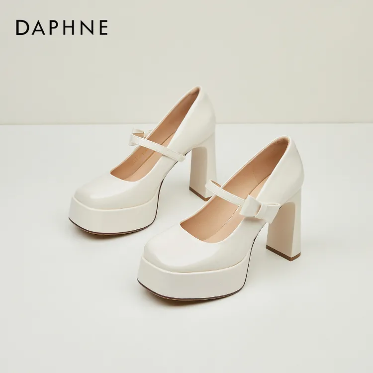 达芙妮方根高跟鞋2025春季新款百搭休闲玛丽珍鞋通勤气质增高单鞋