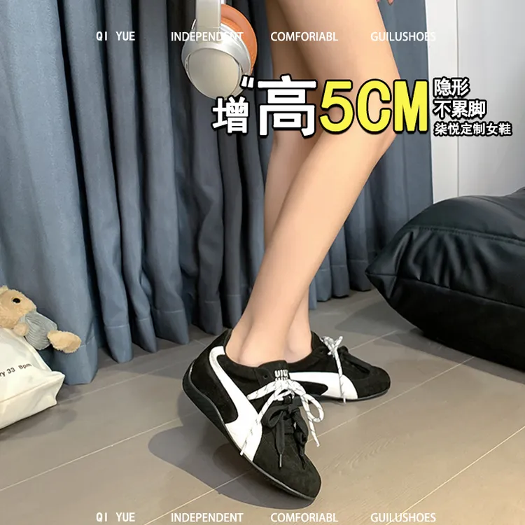 真皮版~5cm小个子内增高德训赛车鞋2025春复古美式阿甘休闲运动鞋