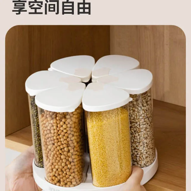 旋转分格米桶食品级五谷杂粮收纳盒家用米豆子储存罐米粮面密封桶