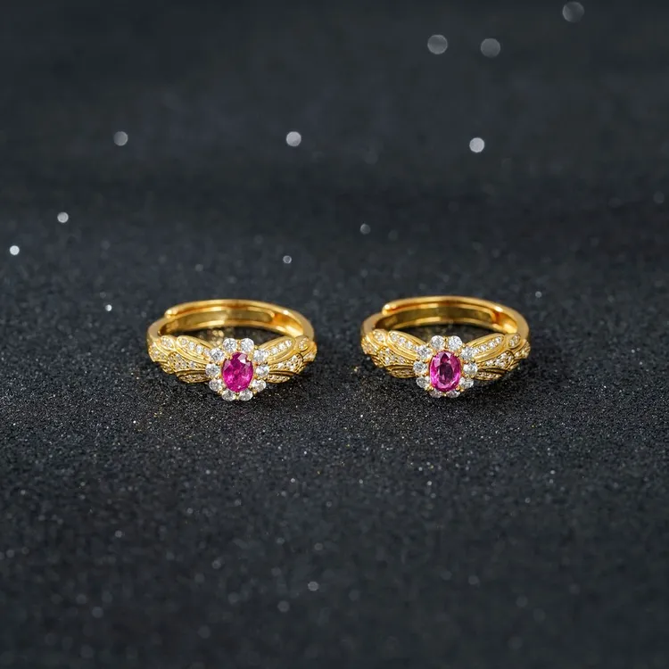 【云上叙】S925镶嵌红宝石戒指-多样性发其一4x5mm-V60140-K（商城）