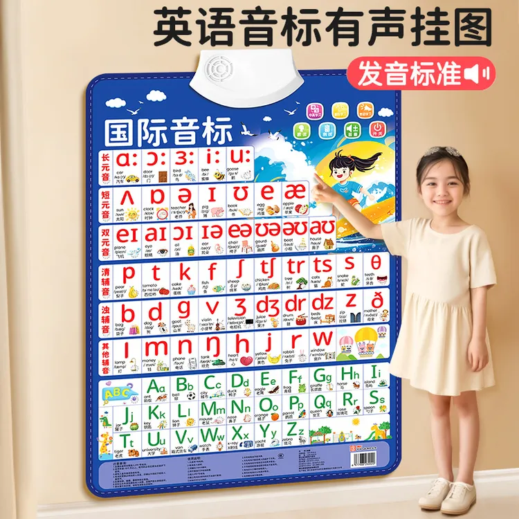 英语音标有声挂图自然拼读发音英文字母学习48个国际音标启蒙神器