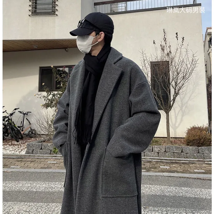 【琳岚】长款中长款直下摆冬季毛呢外套宽松大码大衣男款冬季