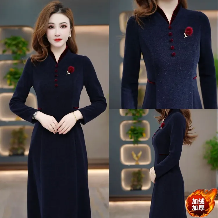 冬季显瘦连衣裙2025新款气质时尚减龄修身收腰打底裙CY25Y3765款