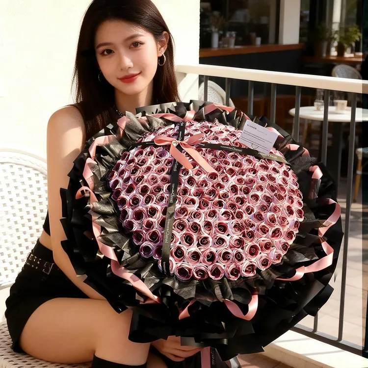 199朵永生花玫瑰花束香皂花成品送女友生日订婚结婚214情人节礼物