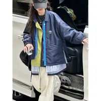 K29677孙小美不规则拼接女童夹棉加厚外套2025秋冬新款儿童棉服袄