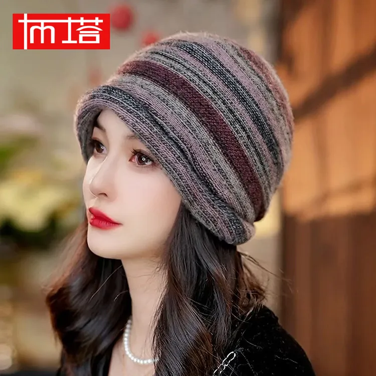 布塔阿拉善山羊绒巨软糯叽叽废土风羊毛女秋冬新款堆堆帽PT8045