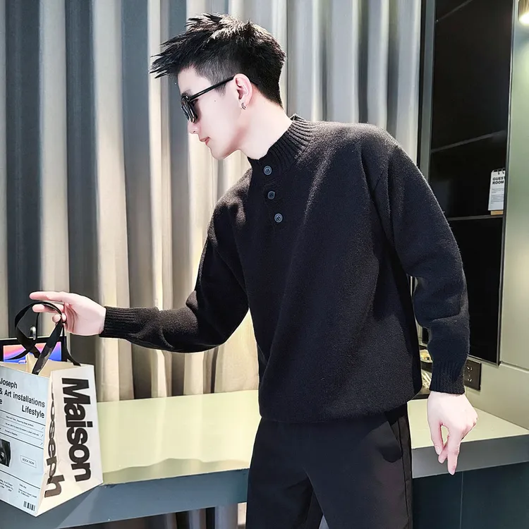 半高领男士毛衣冬季2025新款痞帅洋气长袖打底衫男式秋冬装针织衫