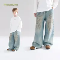 MUCMUKN木可童装手工擦色做旧脏染牛仔裤男女童秋新款M53ZK5251