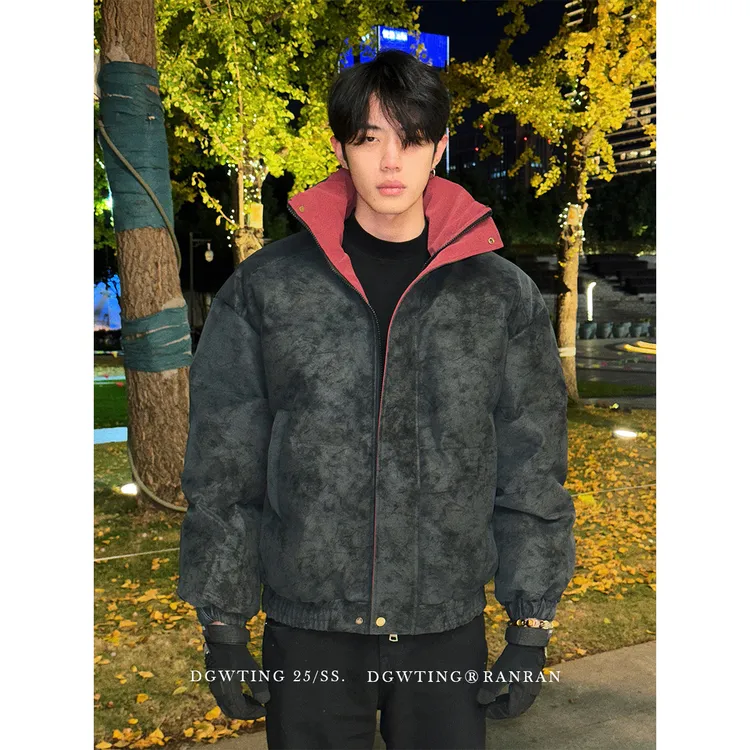 DGWTING撞色加厚连帽皮棉衣防男生冬季情侣面包服保暖防水外套