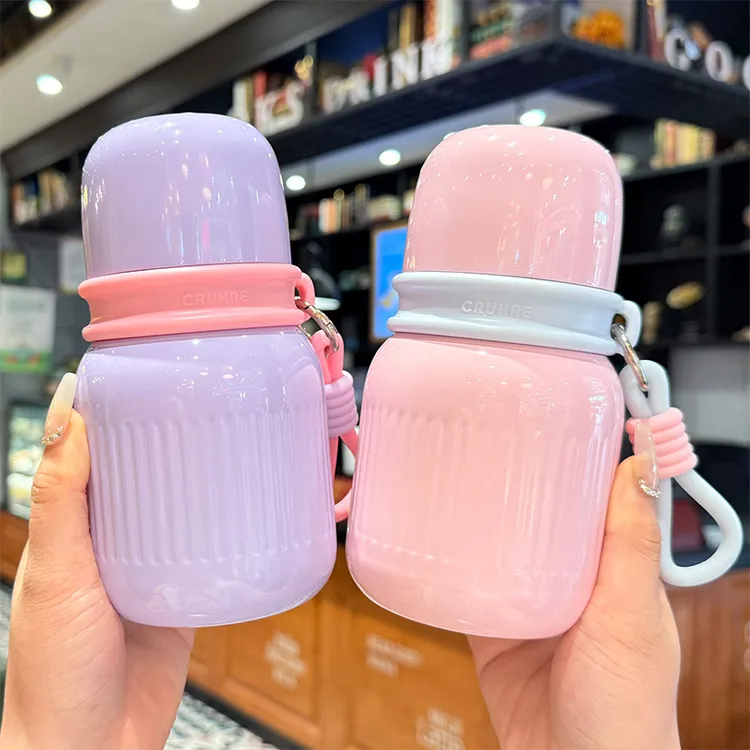 高颜值保温杯2025新款女生便携三饮不锈钢杯子带杯盖学生吸管水杯