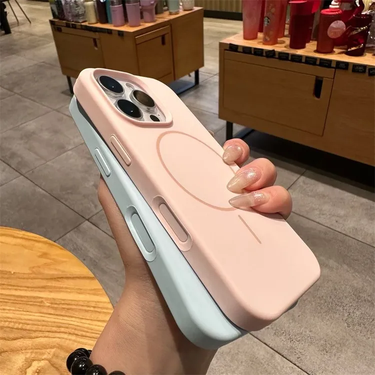 适用iPhone16液态硅胶细圈磁吸AI拍照按键手机壳苹果15promax防摔